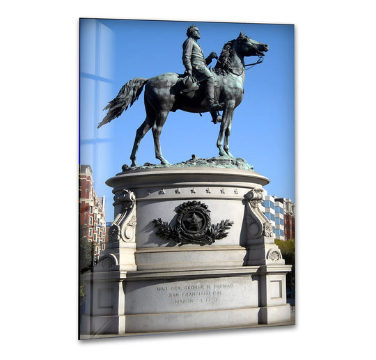 City Prints featuring an equestrian statue with a historic bronze sculpture and city wall art on glass wall art