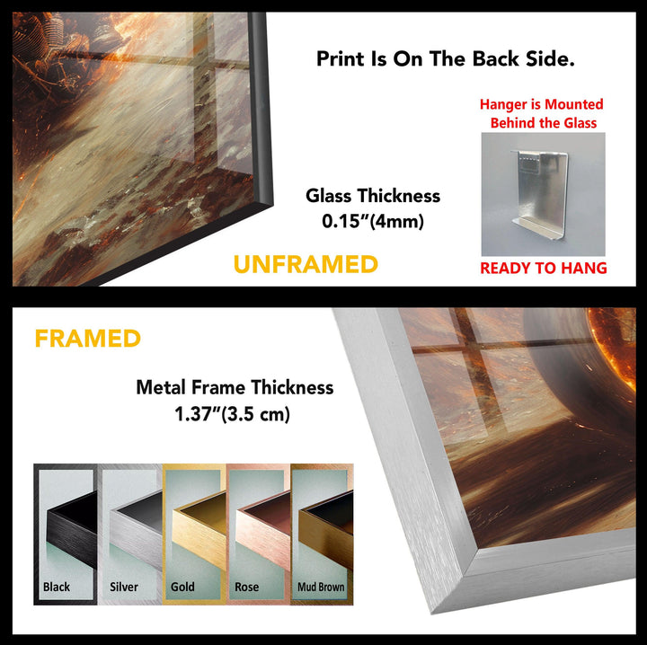 Ghost Rider Motorcycle Helmet Glass Wall Art