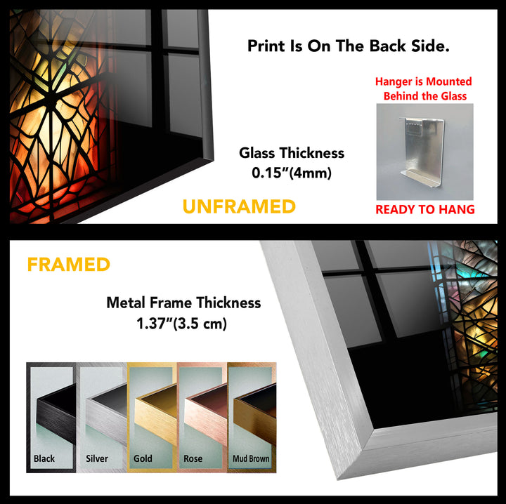 Gothic Cathedral Stained Glass Wall Art – Colorful Sacred Window Panel Decor