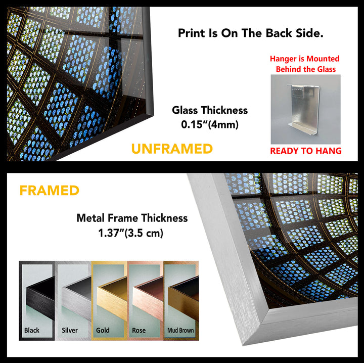 Radiant Dome Buntglas-Wandkunst – Elegantes kreisförmiges Deckendesign 