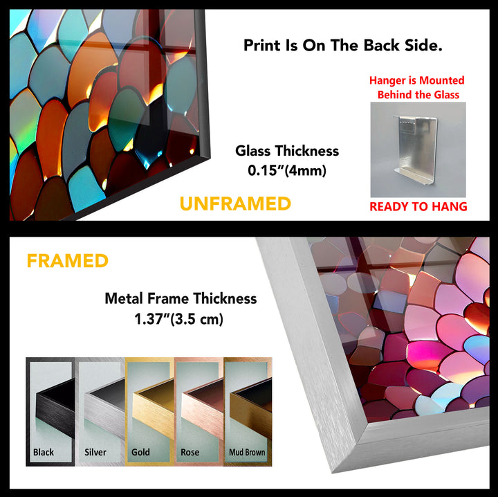 Rainbow Scale Glass Wall Art – Iridescent Abstract Decor Panel