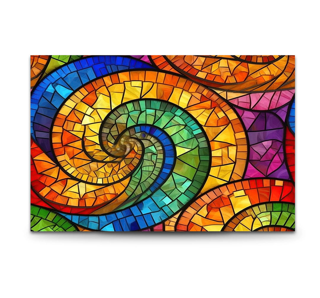 Colorful Spiral Stained Glass Wall Art – Vibrant Abstract Glass Decor - MyPhotoStation
