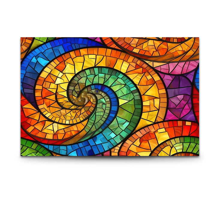 Colorful Spiral Stained Glass Wall Art – Vibrant Abstract Glass Decor - MyPhotoStation