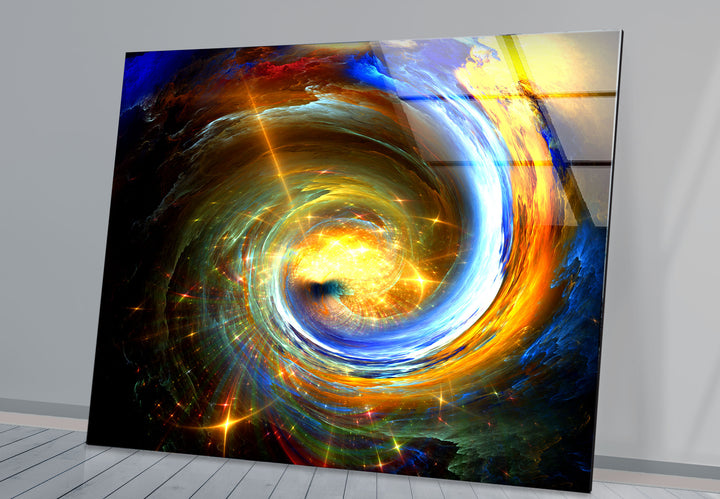 Galactic Vortex Wall Art – Spiral Energy Cosmos Glass Print Décor