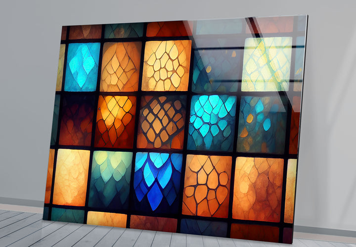 Geometric Stained Glass Wall Art – Colorful Mosaic Glass Print