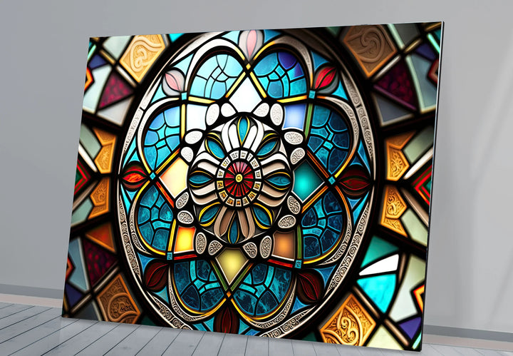 Stained Glass Mandala Wall Art – Intricate Geometric Pattern Design - MyPhotoStation