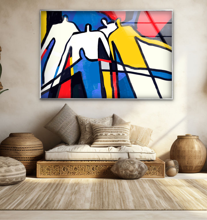 Bold Abstract Figures Wall Art – Colorful Modern People Silhouette Print