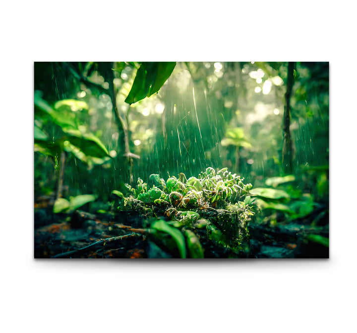 Lush Rainforest Glass Wall Art – Tranquil Greenery & Nature Serenity
