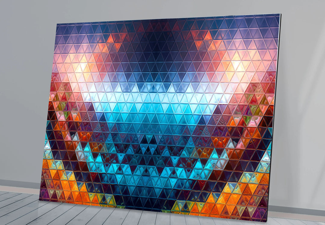 Geometric Prism Glass Wall Art – Colorful Triangle Mosaic for Modern Decor - MyPhotoStation