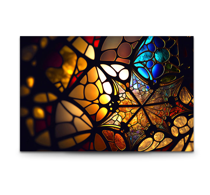 Goldene Buntglas-Wandkunst – Beleuchtete Mosaik-Lichtreflexionen