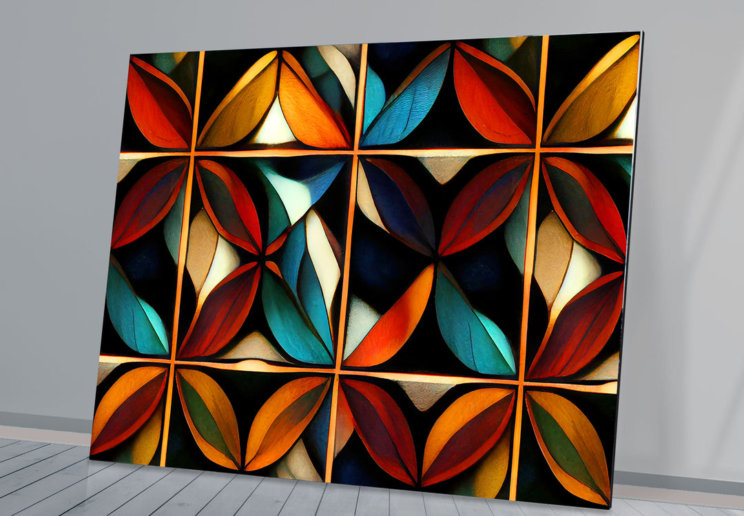 Geometric Stained Glass Wall Art – Abstract Mosaic Glass Design