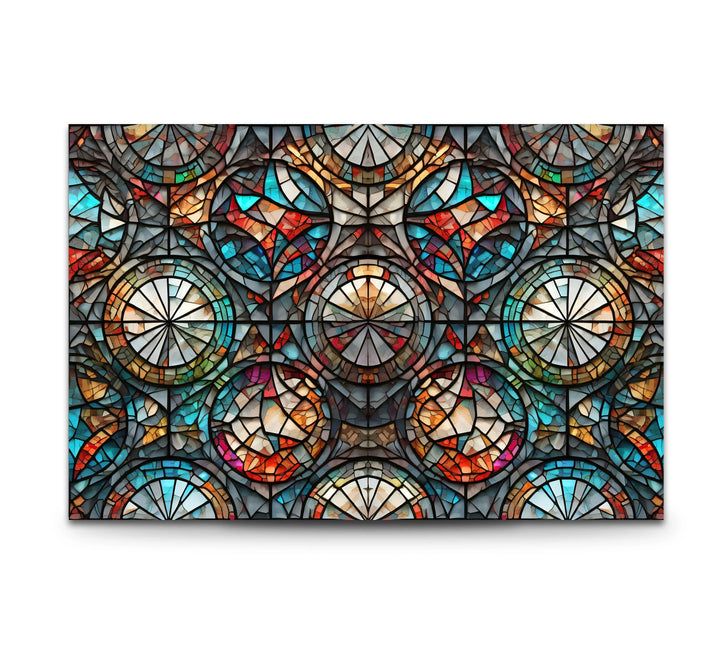 Kaleidoscope Stained Glass Wall Art – Intricate Symmetry, Colorful Window Panel Decor - MyPhotoStation