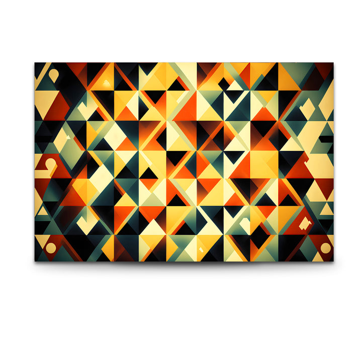 Geometrische Wandkunst aus Bernsteinglas – Auffälliges Retro-Dreiecksmuster-Dekor 