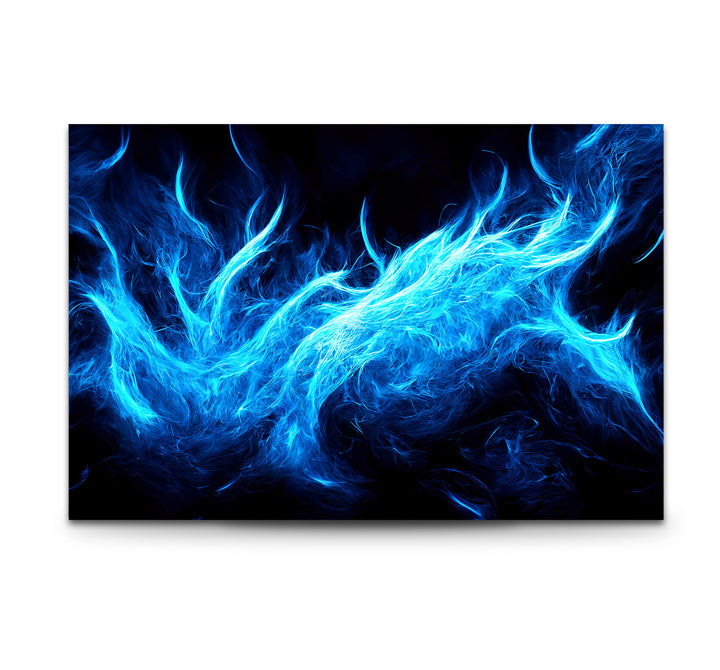 Blue Flame Abstract Glass Wall Art – Fiery Energy & Modern Decor