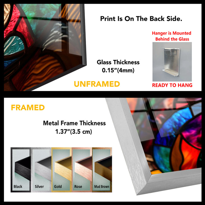 Abstrakte Wanddekoration aus Buntglas – Lebendiges, mehrfarbiges, modernes Fensterdesign 