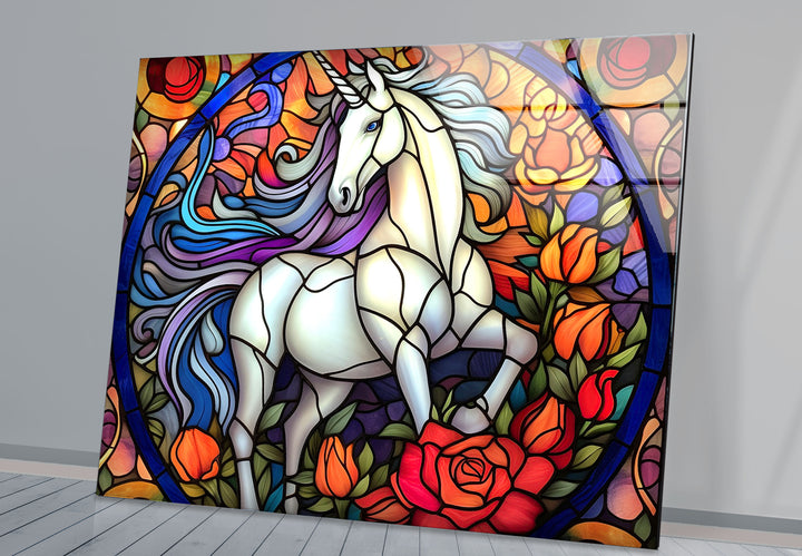 Majestic Unicorn Stained Glass Wall Art – Fantasy-Inspired Home Decor