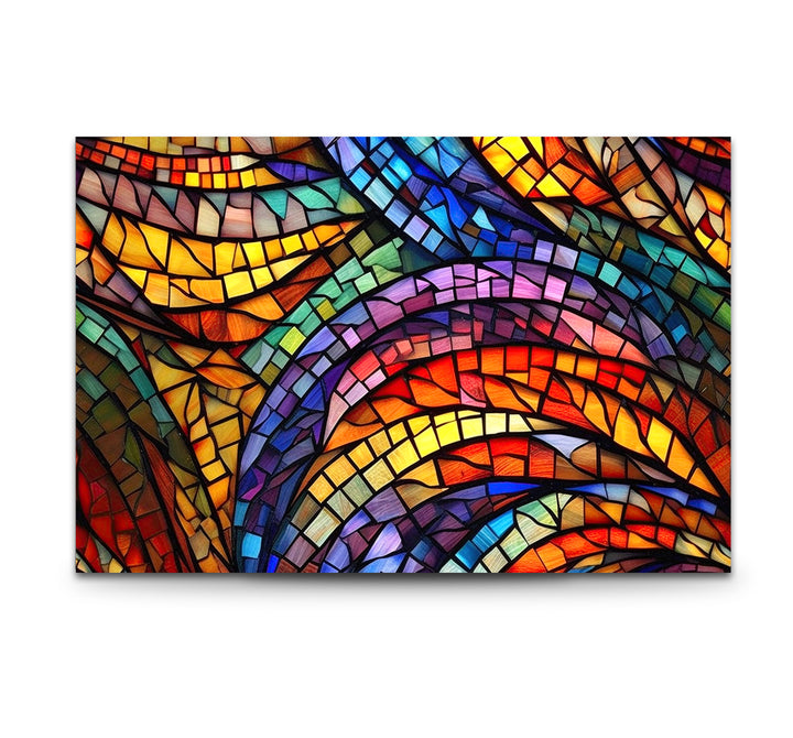 Lebendige Buntglas-Wandkunst – Farbenfrohes abstraktes Mosaik-Design