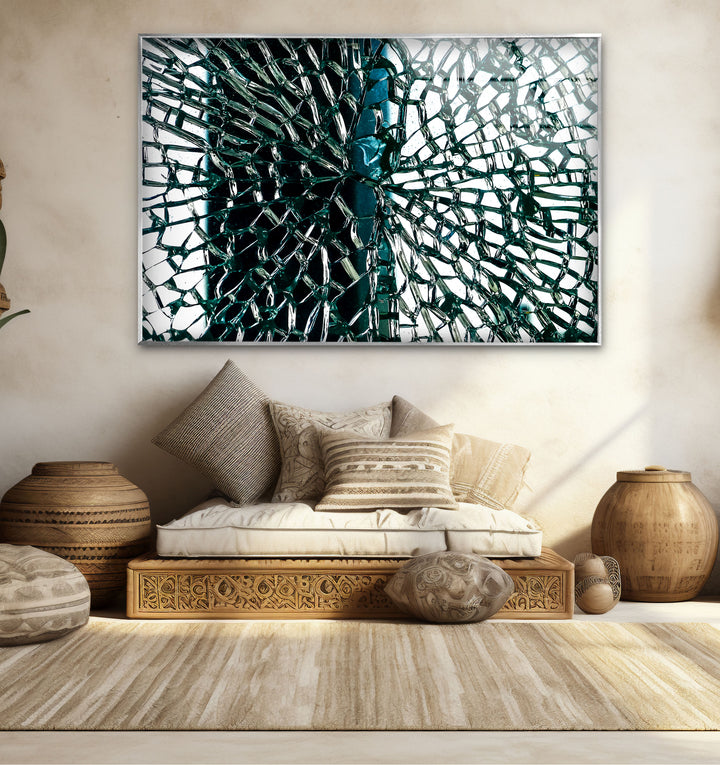 Fractured Glass Pattern Wall Art – Abstract Shattered Effect Glass Print