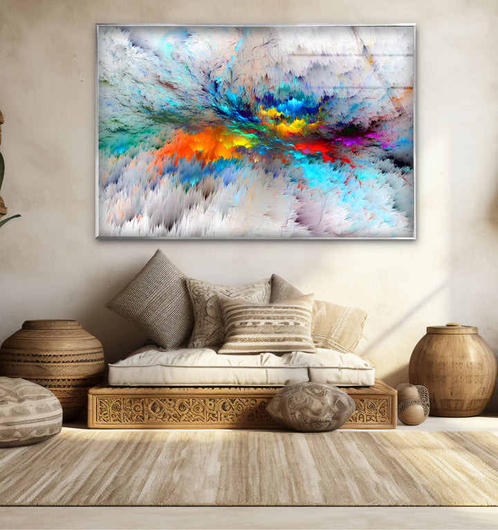Prismatic Burst Wall Art – Explosive Color Abstract Glass Print Decor