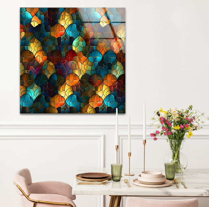 Abstract Stained Glass Wall Art – Colorful Mosaic Glass Design