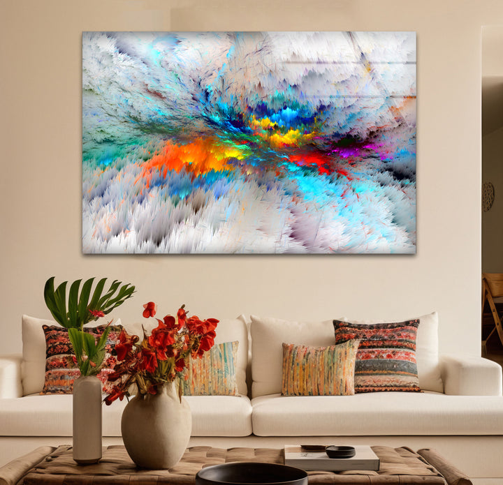 Prismatic Burst Wall Art – Explosive Color Abstract Glass Print Decor