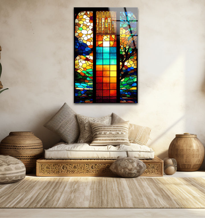 Buntglasfensterkunst – Lebendiges, von Kathedralen inspiriertes Design