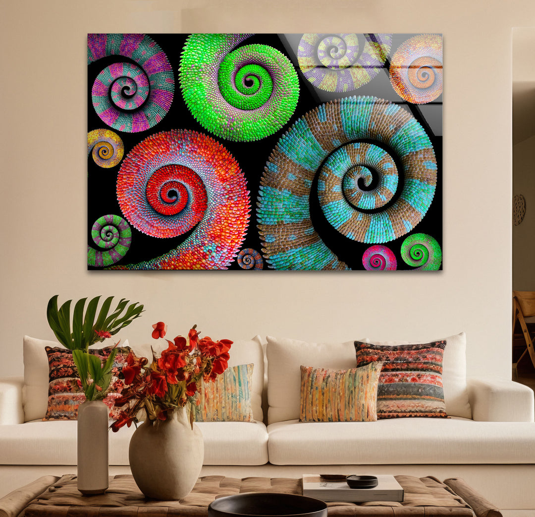 Colorful Spiral Pattern Wall Art – Vibrant Abstract Glass Print Décor