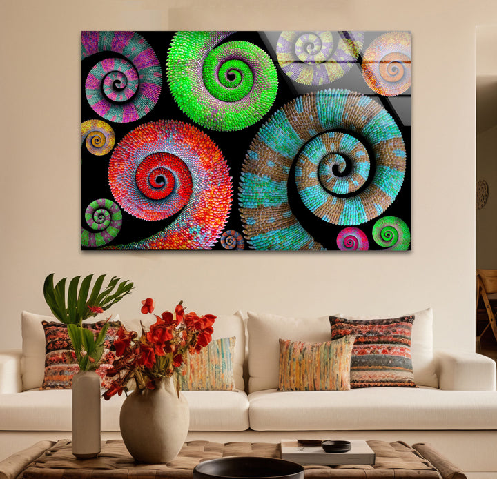 Colorful Spiral Pattern Wall Art – Vibrant Abstract Glass Print Décor