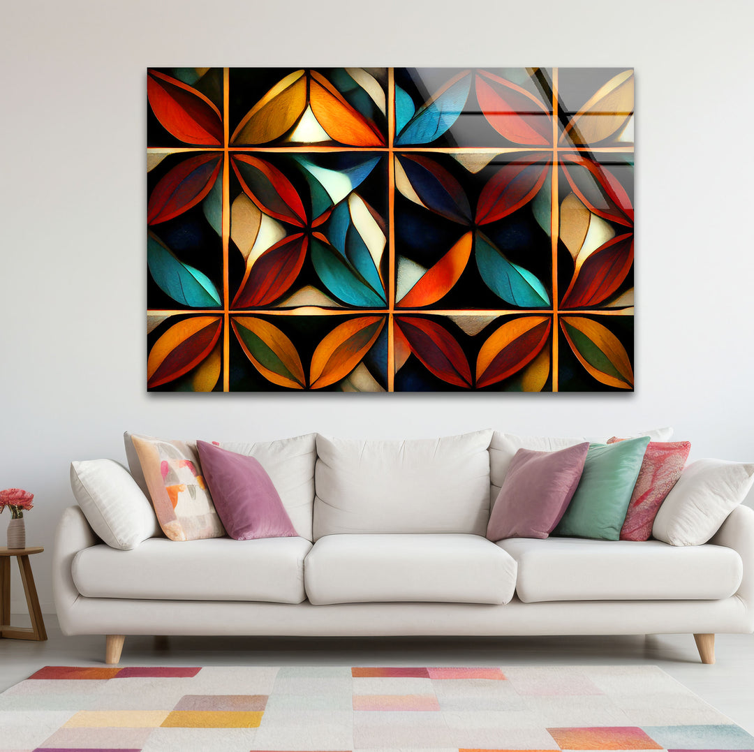 Geometric Stained Glass Wall Art – Abstract Mosaic Glass Design