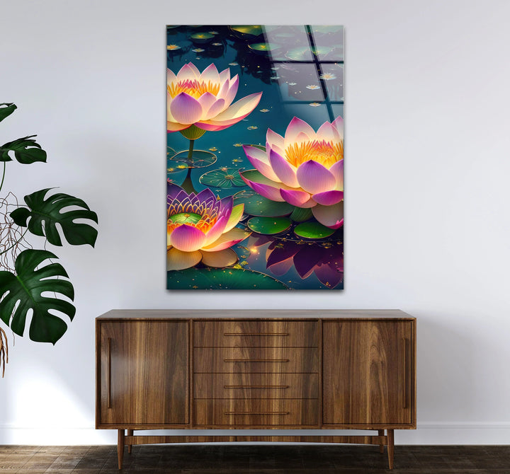 Lotus Flower Wall Art – Serene Water Lily Glass Print, Peaceful Nature Decor for Home & Spa - MyPhotoStation
