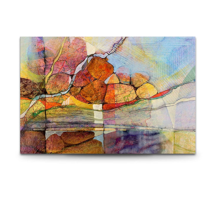 Abstract Stone Reflection Glass Wall Art – Nature-Inspired Earthy Tones - MyPhotoStation
