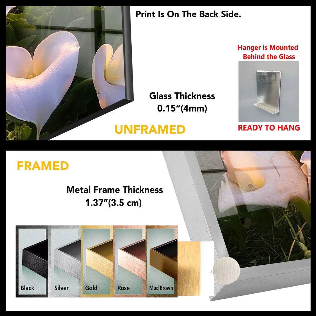 White Lily Forest Wall Art – Sunlit Flower Glass Print, Peaceful Botanical Nature Decor for Bedroom or Living Room - MyPhotoStation