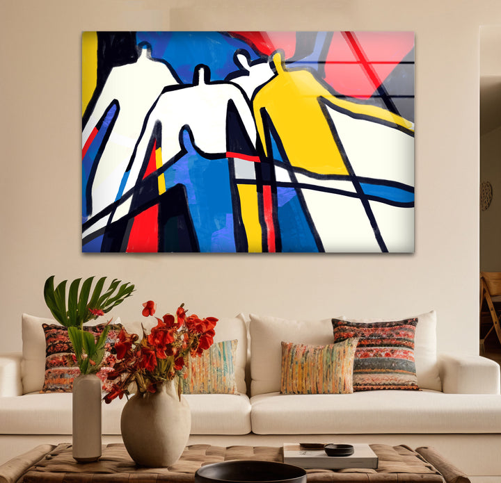 Bold Abstract Figures Wall Art – Colorful Modern People Silhouette Print