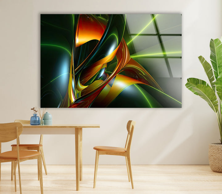 Futuristic Flow Wall Art – Abstract Neon Swirl Glass Print