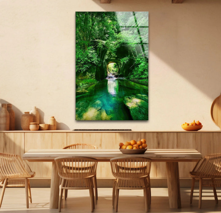 Emerald Forest Tunnel Wall Art – Lush Nature Glass Print for Zen Home Decor - MyPhotoStation