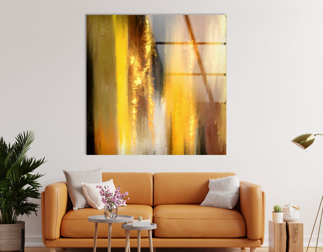 Golden Glow Wall Art – Abstract Yellow & Amber Glass Print