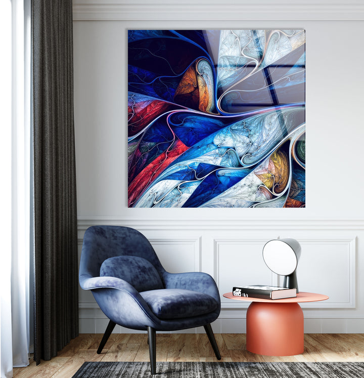 Fractal Flow Wall Art – Multicolor Abstract Glass Print