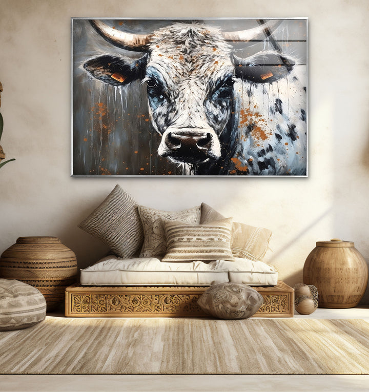 Rustikale Highland Cow Wandkunst – Bauernhaus Tier Dekor, Moderner Landhausstil 