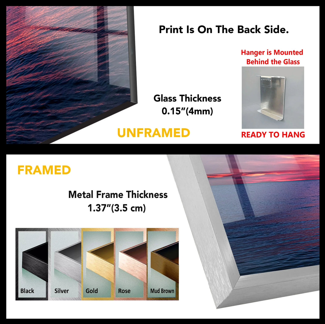 Pink Ocean Sunset Horizon – Serene Seascape Wall Art on Tempered Glass - MyPhotoStation