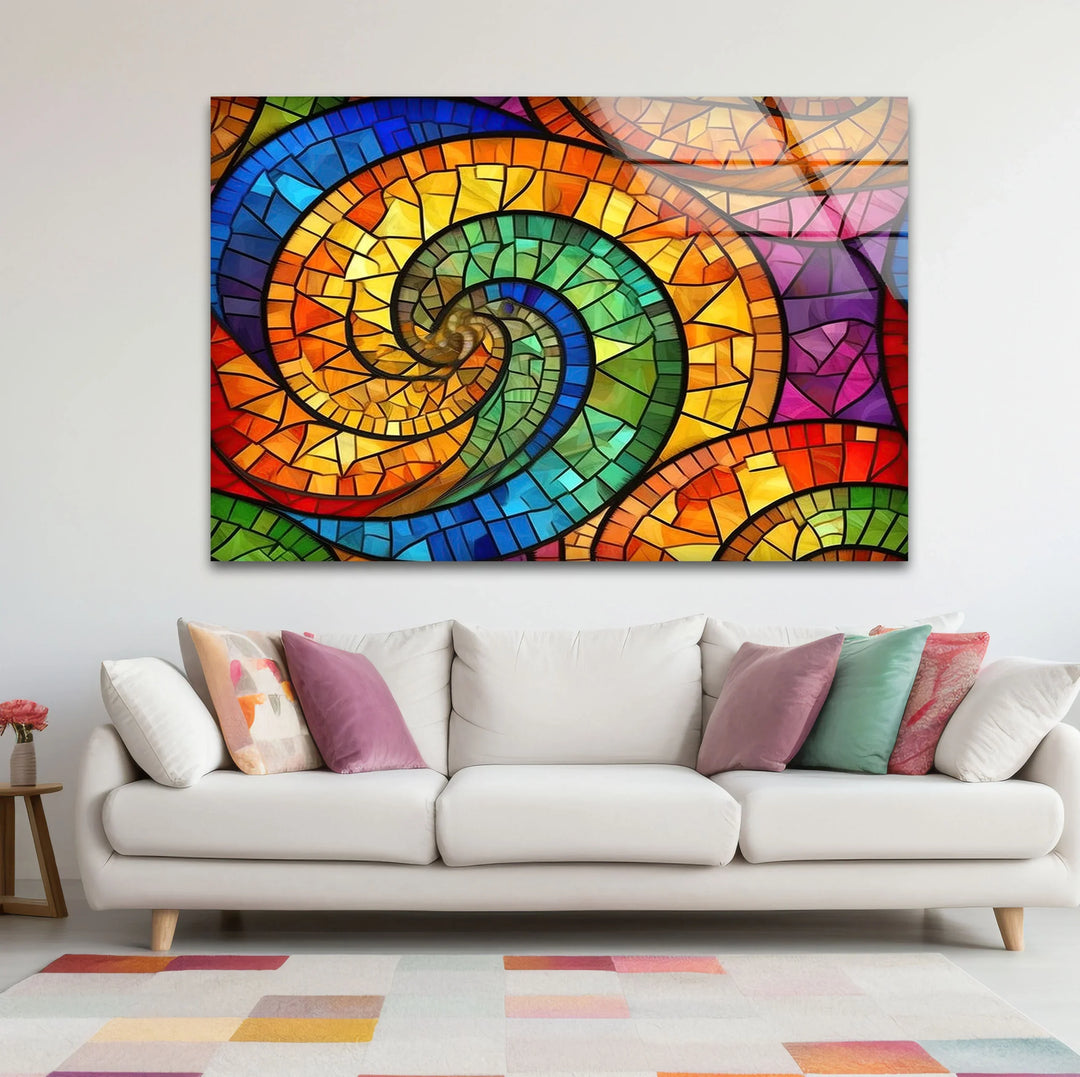 Colorful Spiral Stained Glass Wall Art – Vibrant Abstract Glass Decor - MyPhotoStation