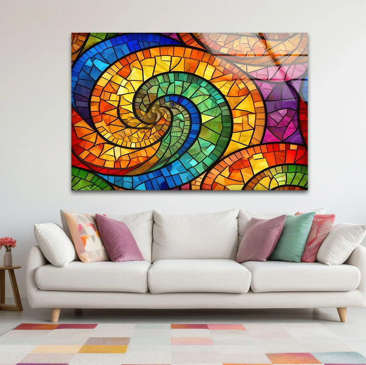 Colorful Spiral Stained Glass Wall Art – Vibrant Abstract Glass Decor - MyPhotoStation