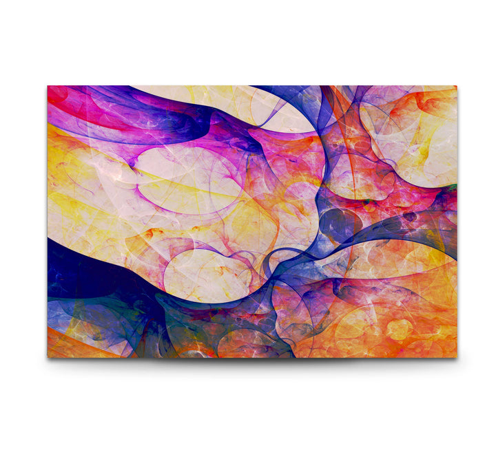 Color Swirl Abstract Glass Wall Art – Vibrant Purple, Yellow & Blue Modern Decor - MyPhotoStation