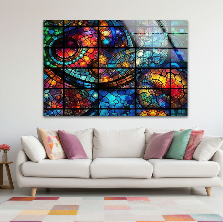 Kosmische Buntglas-Wandkunst – Von der Galaxie inspiriertes Fensterdesign, himmlisches Dekor 
