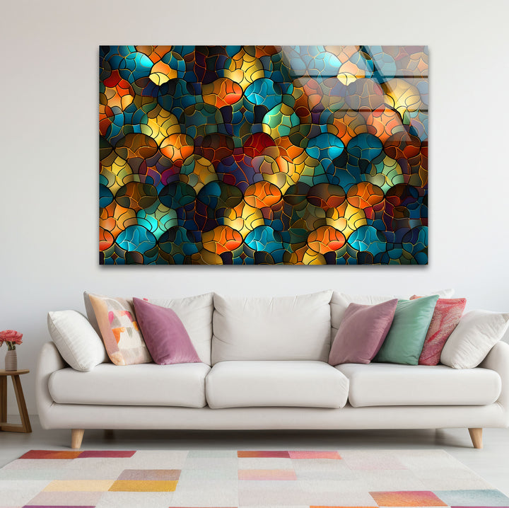 Abstract Stained Glass Wall Art – Colorful Mosaic Glass Design