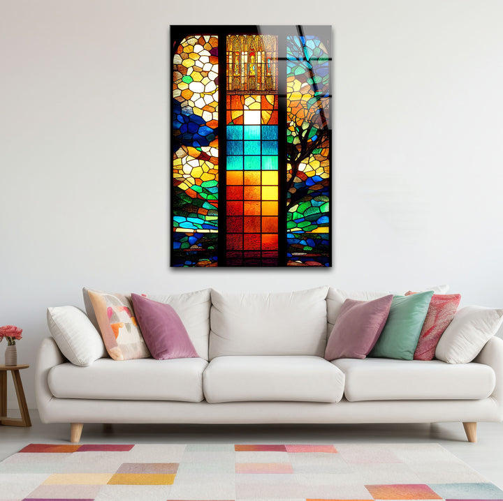 Buntglasfensterkunst – Lebendiges, von Kathedralen inspiriertes Design