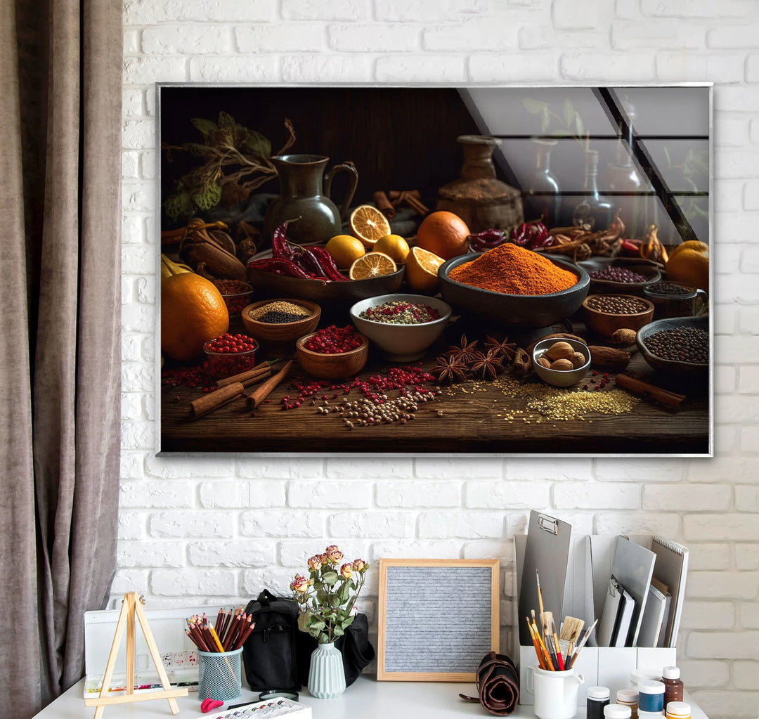 Rustic Spice Kitchen Wall Art – Culinary Herb and Spice Print on Glass - MyPhotoStation
