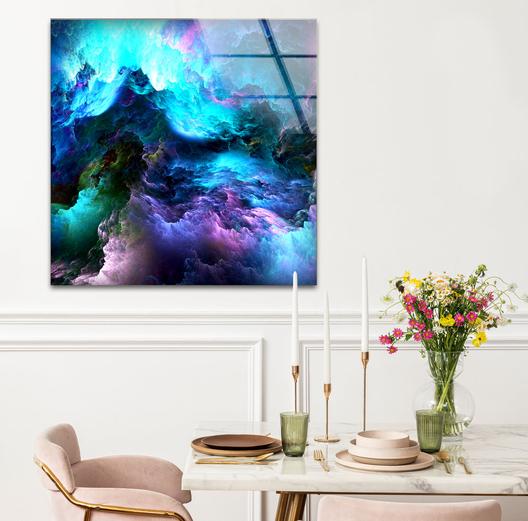 Cosmic Dreamscape Wall Art – Abstract Nebula Cloud Glass Print