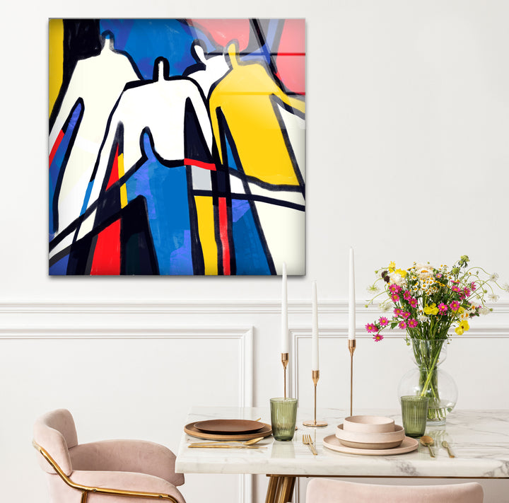 Bold Abstract Figures Wall Art – Colorful Modern People Silhouette Print