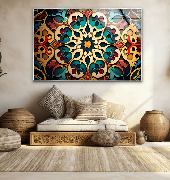 Filigrane Mandala-Wandkunst aus Glas – Luxuriöses geometrisches Design