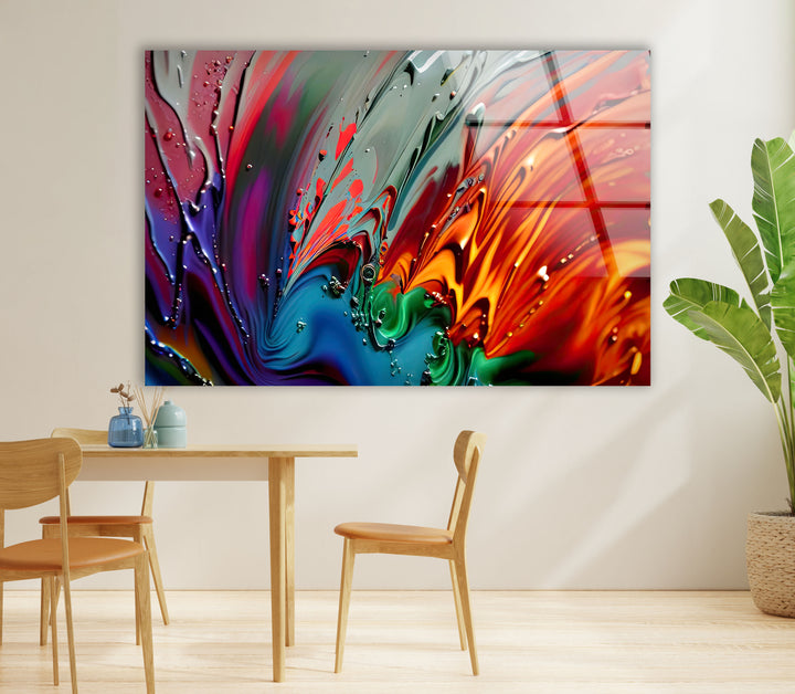 Color Storm Wall Art – Vivid Abstract Splash Glass Print